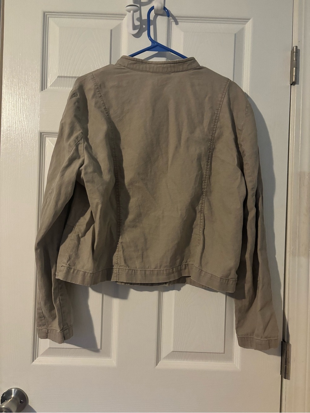 LOFT Taupe Ruffle-Front Jacket - Picture 2 of 5